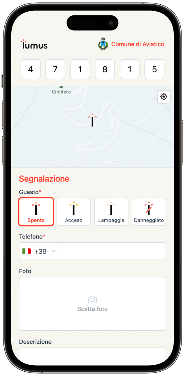 Form segnalazione utente